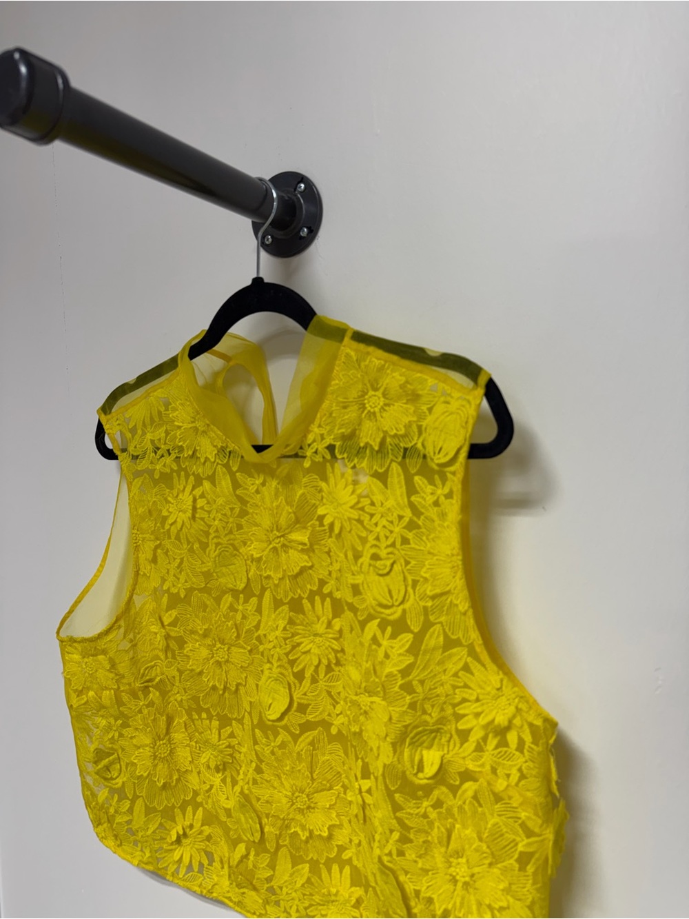 Maeve by Anthropologie Yellow Floral Embroidered Sheer Top XL NWT